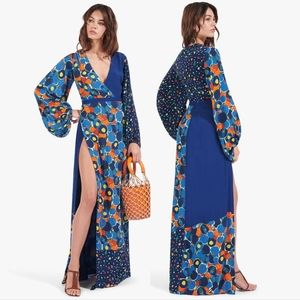 STAUD Blue and Orange Maxi Dress